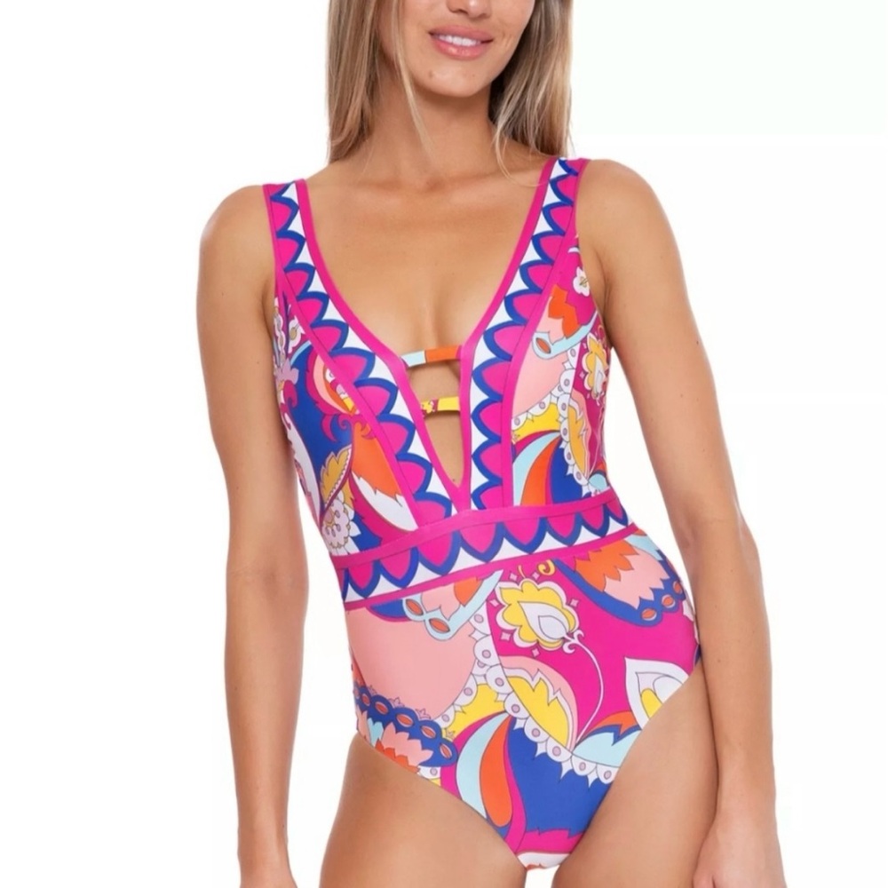 Trina Turk Sevilla Plunge One-piece Swimsuit -Size 10